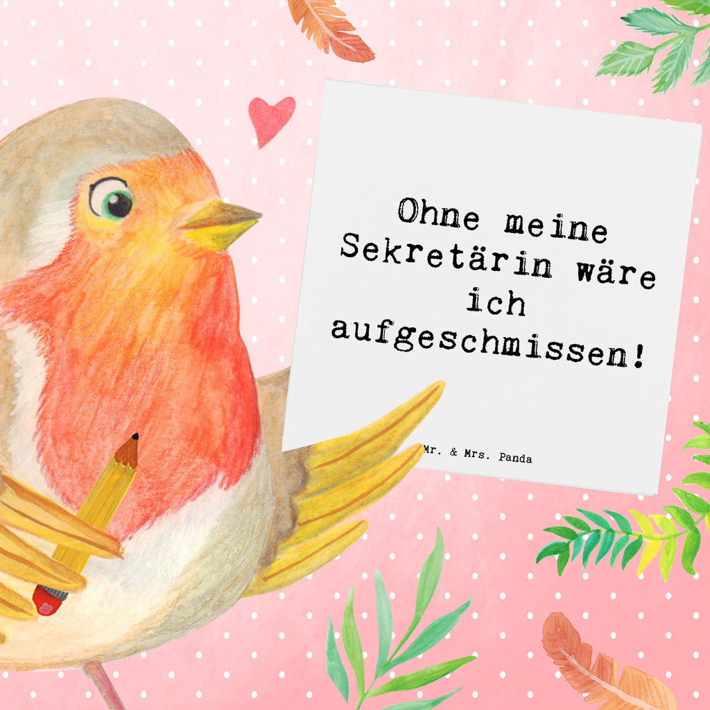 Deluxe Karte Spruch Ohne meine Sekretärin wäre ich aufgeschmissen! Karte, Grußkarte, Klappkarte, Einladungskarte, Glückwunschkarte, Hochzeitskarte, Geburtstagskarte, Hochwertige Grußkarte, Hochwertige Klappkarte, Beruf, Ausbildung, Jubiläum, Abschied, Rente, Kollege, Kollegin, Geschenk, Schenken, Arbeitskollege, Mitarbeiter, Firma, Danke, Dankeschön