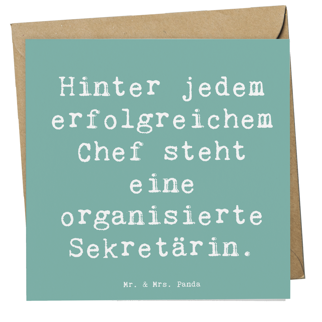 Deluxe Karte Spruch Hinter jedem erfolgreichem Chef steht eine organisierte Sekretärin. Karte, Grußkarte, Klappkarte, Einladungskarte, Glückwunschkarte, Hochzeitskarte, Geburtstagskarte, Hochwertige Grußkarte, Hochwertige Klappkarte, Beruf, Ausbildung, Jubiläum, Abschied, Rente, Kollege, Kollegin, Geschenk, Schenken, Arbeitskollege, Mitarbeiter, Firma, Danke, Dankeschön