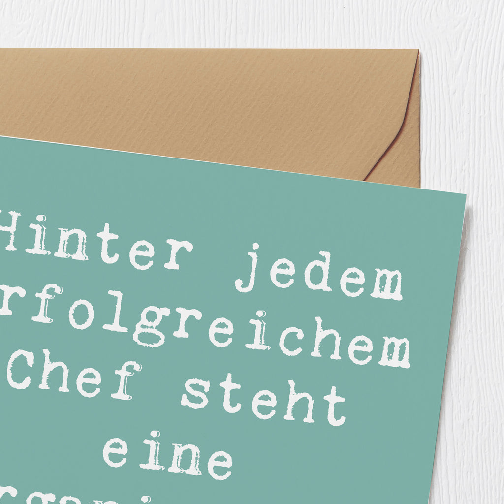 Deluxe Karte Spruch Hinter jedem erfolgreichem Chef steht eine organisierte Sekretärin. Karte, Grußkarte, Klappkarte, Einladungskarte, Glückwunschkarte, Hochzeitskarte, Geburtstagskarte, Hochwertige Grußkarte, Hochwertige Klappkarte, Beruf, Ausbildung, Jubiläum, Abschied, Rente, Kollege, Kollegin, Geschenk, Schenken, Arbeitskollege, Mitarbeiter, Firma, Danke, Dankeschön