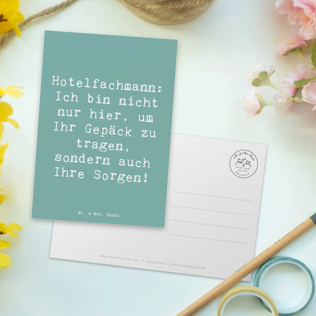 Postkarte Spruch Hotelfachmann: Ich bin nicht nur hier, um Ihr Gepäck zu tragen, sondern auch Ihre Sorgen! Postkarte, Karte, Geschenkkarte, Grußkarte, Einladung, Ansichtskarte, Geburtstagskarte, Einladungskarte, Dankeskarte, Ansichtskarten, Einladung Geburtstag, Einladungskarten Geburtstag, Beruf, Ausbildung, Jubiläum, Abschied, Rente, Kollege, Kollegin, Geschenk, Schenken, Arbeitskollege, Mitarbeiter, Firma, Danke, Dankeschön