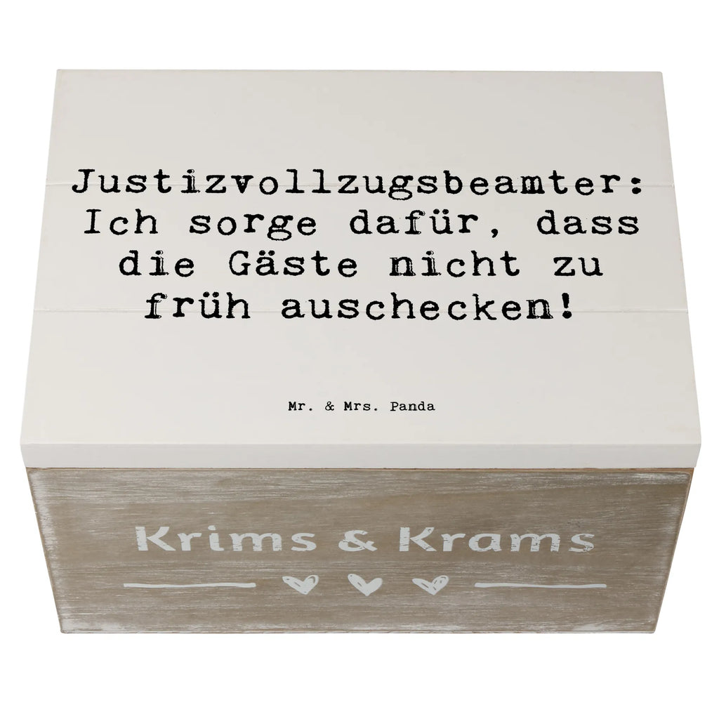 Holzkiste Spruch Justizvollzugsbeamter: Ich sorge dafür, dass die Gäste nicht zu früh auschecken! Holzkiste, Kiste, Schatzkiste, Truhe, Schatulle, XXL, Erinnerungsbox, Erinnerungskiste, Dekokiste, Aufbewahrungsbox, Geschenkbox, Geschenkdose, Beruf, Ausbildung, Jubiläum, Abschied, Rente, Kollege, Kollegin, Geschenk, Schenken, Arbeitskollege, Mitarbeiter, Firma, Danke, Dankeschön