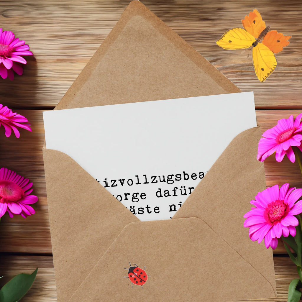 Deluxe Card Saying Justizvollzugsbeamter: Ich sorge dafür, dass die Gäste nicht zu früh auschecken! Karte, Grußkarte, Klappkarte, Einladungskarte, Glückwunschkarte, Hochzeitskarte, Geburtstagskarte, Hochwertige Grußkarte, Hochwertige Klappkarte, Beruf, Ausbildung, Jubiläum, Abschied, Rente, Kollege, Kollegin, Geschenk, Schenken, Arbeitskollege, Mitarbeiter, Firma, Danke, Dankeschön