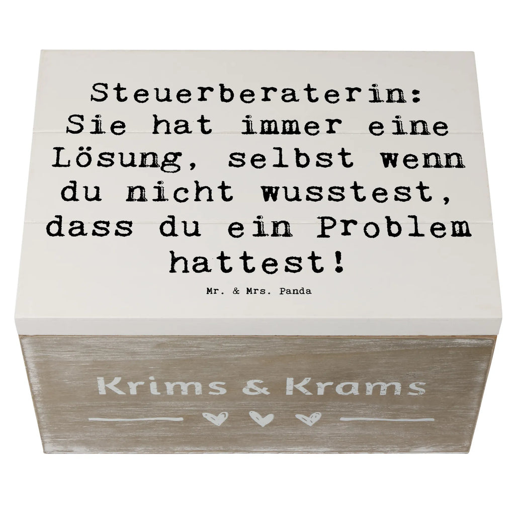 Holzkiste Spruch Steuerberaterin: Sie hat immer eine Lösung, selbst wenn du nicht wusstest, dass du ein Problem hattest! Holzkiste, Kiste, Schatzkiste, Truhe, Schatulle, XXL, Erinnerungsbox, Erinnerungskiste, Dekokiste, Aufbewahrungsbox, Geschenkbox, Geschenkdose, Beruf, Ausbildung, Jubiläum, Abschied, Rente, Kollege, Kollegin, Geschenk, Schenken, Arbeitskollege, Mitarbeiter, Firma, Danke, Dankeschön