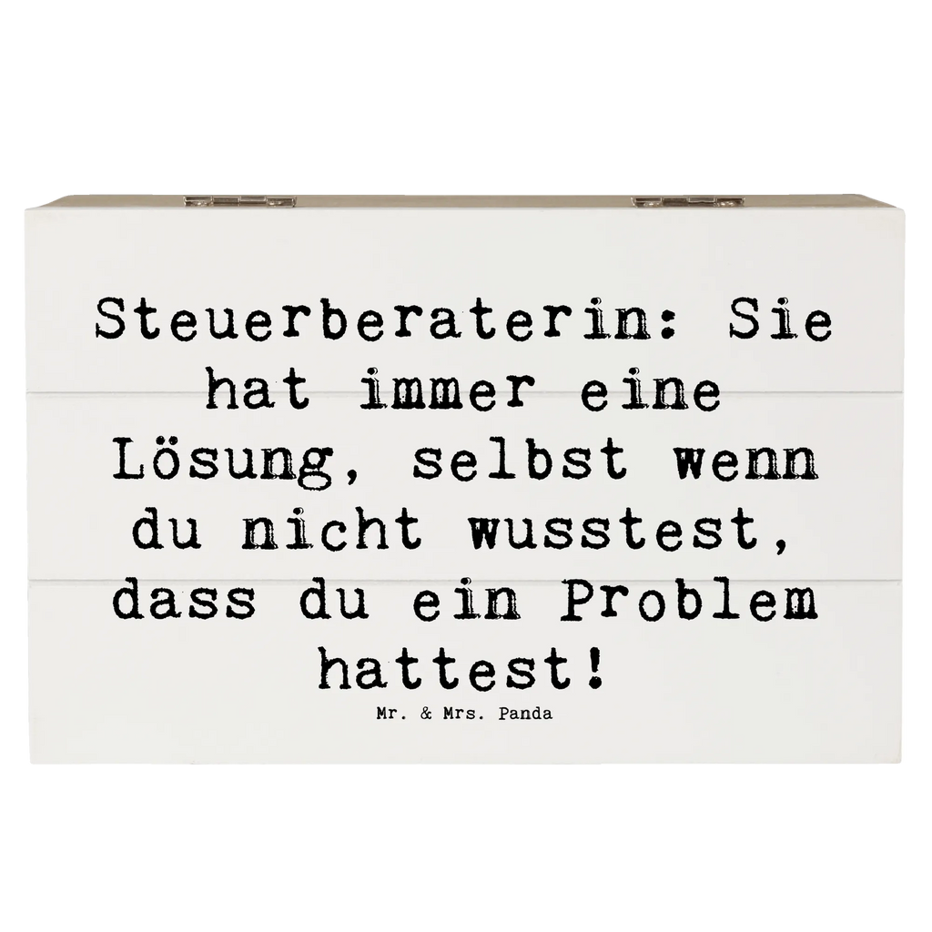 Holzkiste Spruch Steuerberaterin: Sie hat immer eine Lösung, selbst wenn du nicht wusstest, dass du ein Problem hattest! Holzkiste, Kiste, Schatzkiste, Truhe, Schatulle, XXL, Erinnerungsbox, Erinnerungskiste, Dekokiste, Aufbewahrungsbox, Geschenkbox, Geschenkdose, Beruf, Ausbildung, Jubiläum, Abschied, Rente, Kollege, Kollegin, Geschenk, Schenken, Arbeitskollege, Mitarbeiter, Firma, Danke, Dankeschön