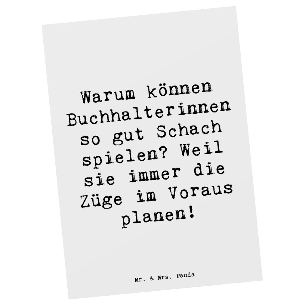 Postkarte Spruch Warum können Buchhalterinnen so gut Schach spielen? Weil sie immer die Züge im Voraus planen! Postkarte, Karte, Geschenkkarte, Grußkarte, Einladung, Ansichtskarte, Geburtstagskarte, Einladungskarte, Dankeskarte, Ansichtskarten, Einladung Geburtstag, Einladungskarten Geburtstag, Beruf, Ausbildung, Jubiläum, Abschied, Rente, Kollege, Kollegin, Geschenk, Schenken, Arbeitskollege, Mitarbeiter, Firma, Danke, Dankeschön