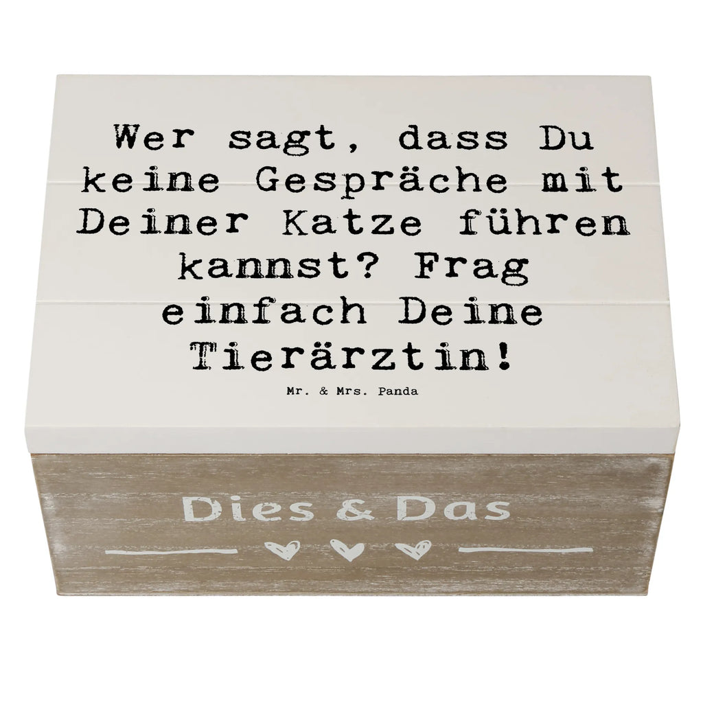 Holzkiste Spruch Wer sagt, dass Du keine Gespräche mit Deiner Katze führen kannst? Frag einfach Deine Tierärztin! Holzkiste, Kiste, Schatzkiste, Truhe, Schatulle, XXL, Erinnerungsbox, Erinnerungskiste, Dekokiste, Aufbewahrungsbox, Geschenkbox, Geschenkdose, Beruf, Ausbildung, Jubiläum, Abschied, Rente, Kollege, Kollegin, Geschenk, Schenken, Arbeitskollege, Mitarbeiter, Firma, Danke, Dankeschön