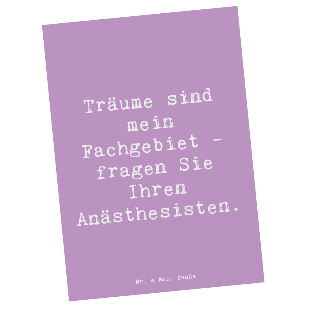 Postkarte Spruch Träume sind mein Fachgebiet - fragen Sie Ihren Anästhesisten. Postkarte, Karte, Geschenkkarte, Grußkarte, Einladung, Ansichtskarte, Geburtstagskarte, Einladungskarte, Dankeskarte, Ansichtskarten, Einladung Geburtstag, Einladungskarten Geburtstag, Beruf, Ausbildung, Jubiläum, Abschied, Rente, Kollege, Kollegin, Geschenk, Schenken, Arbeitskollege, Mitarbeiter, Firma, Danke, Dankeschön