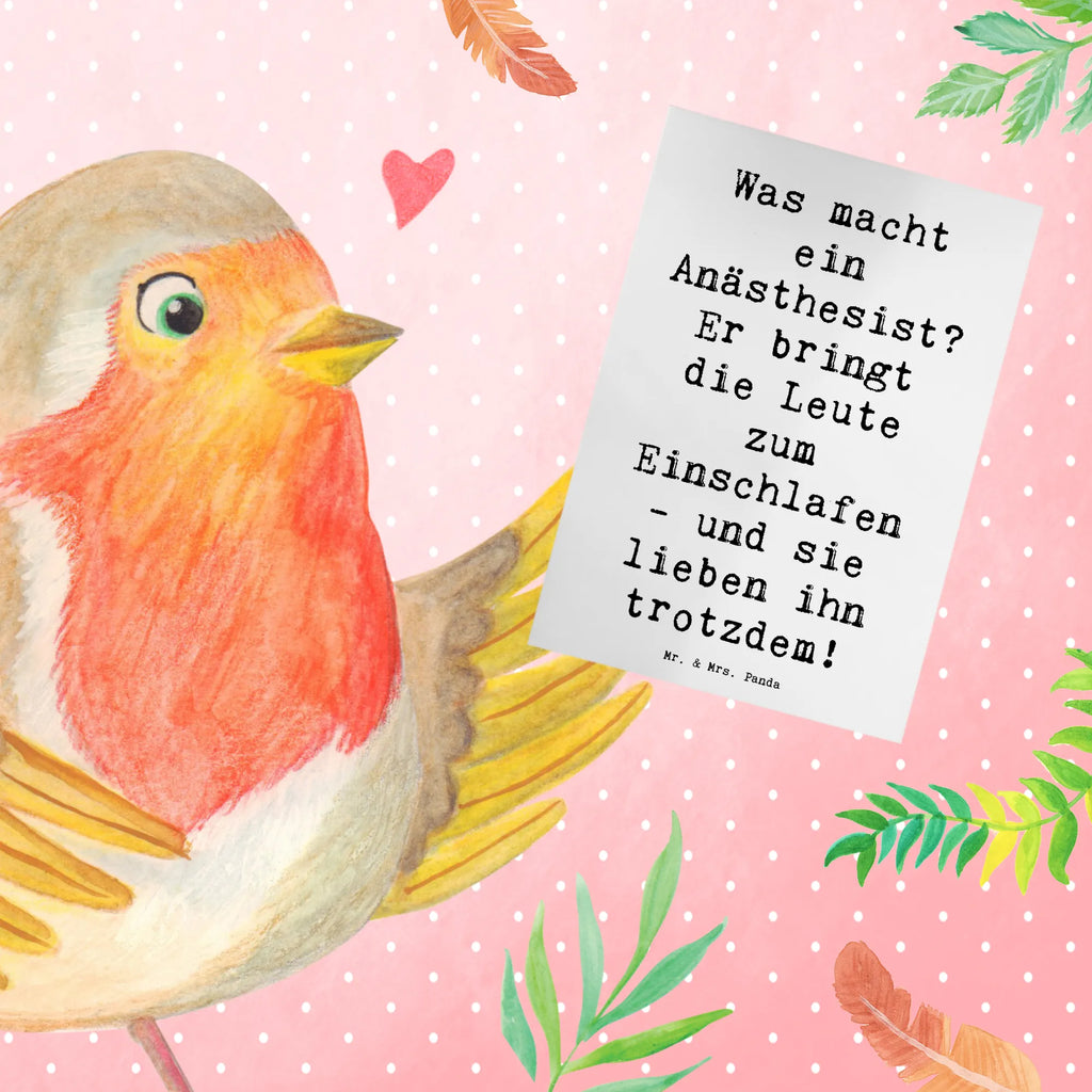 Grußkarte Spruch Was macht ein Anästhesist? Er bringt die Leute zum Einschlafen - und sie lieben ihn trotzdem! Grußkarte, Klappkarte, Einladungskarte, Glückwunschkarte, Hochzeitskarte, Geburtstagskarte, Karte, Ansichtskarten, Beruf, Ausbildung, Jubiläum, Abschied, Rente, Kollege, Kollegin, Geschenk, Schenken, Arbeitskollege, Mitarbeiter, Firma, Danke, Dankeschön