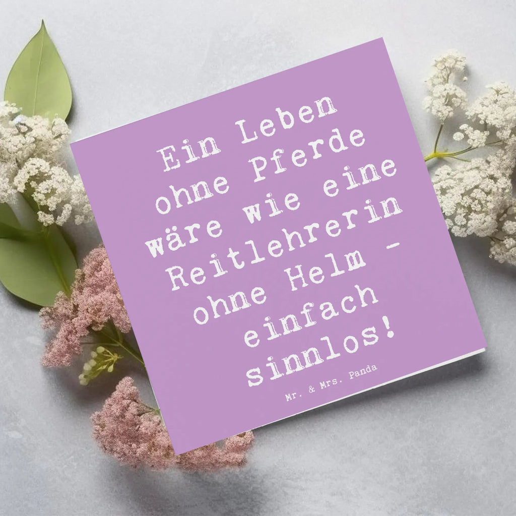 Deluxe Karte Spruch Ein Leben ohne Pferde wäre wie eine Reitlehrerin ohne Helm - einfach sinnlos! Karte, Grußkarte, Klappkarte, Einladungskarte, Glückwunschkarte, Hochzeitskarte, Geburtstagskarte, Hochwertige Grußkarte, Hochwertige Klappkarte, Beruf, Ausbildung, Jubiläum, Abschied, Rente, Kollege, Kollegin, Geschenk, Schenken, Arbeitskollege, Mitarbeiter, Firma, Danke, Dankeschön