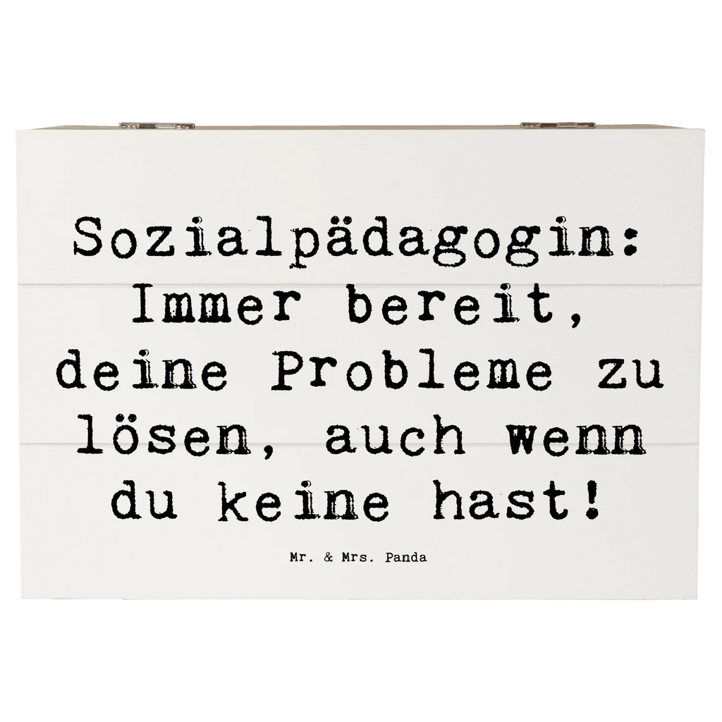 Holzkiste Spruch Sozialpädagogin: Immer bereit, deine Probleme zu lösen, auch wenn du keine hast! Holzkiste, Kiste, Schatzkiste, Truhe, Schatulle, XXL, Erinnerungsbox, Erinnerungskiste, Dekokiste, Aufbewahrungsbox, Geschenkbox, Geschenkdose, Beruf, Ausbildung, Jubiläum, Abschied, Rente, Kollege, Kollegin, Geschenk, Schenken, Arbeitskollege, Mitarbeiter, Firma, Danke, Dankeschön