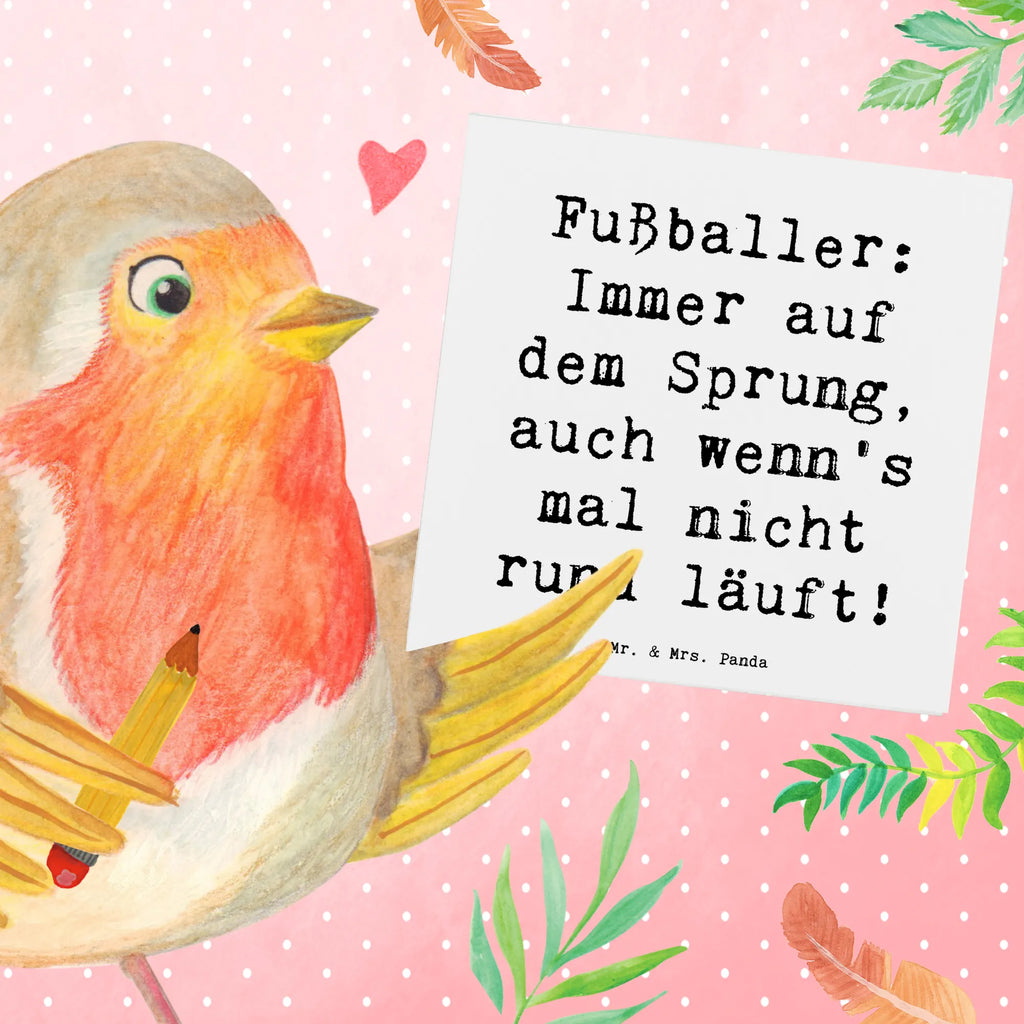 Deluxe Karte Spruch Fußballer: Immer auf dem Sprung, auch wenn's mal nicht rund läuft! Karte, Grußkarte, Klappkarte, Einladungskarte, Glückwunschkarte, Hochzeitskarte, Geburtstagskarte, Hochwertige Grußkarte, Hochwertige Klappkarte, Beruf, Ausbildung, Jubiläum, Abschied, Rente, Kollege, Kollegin, Geschenk, Schenken, Arbeitskollege, Mitarbeiter, Firma, Danke, Dankeschön