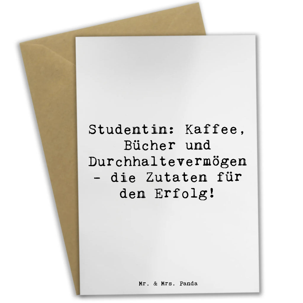 Grußkarte Spruch Studentin: Kaffee, Bücher und Durchhaltevermögen - die Zutaten für den Erfolg! Grußkarte, Klappkarte, Einladungskarte, Glückwunschkarte, Hochzeitskarte, Geburtstagskarte, Karte, Ansichtskarten, Beruf, Ausbildung, Jubiläum, Abschied, Rente, Kollege, Kollegin, Geschenk, Schenken, Arbeitskollege, Mitarbeiter, Firma, Danke, Dankeschön