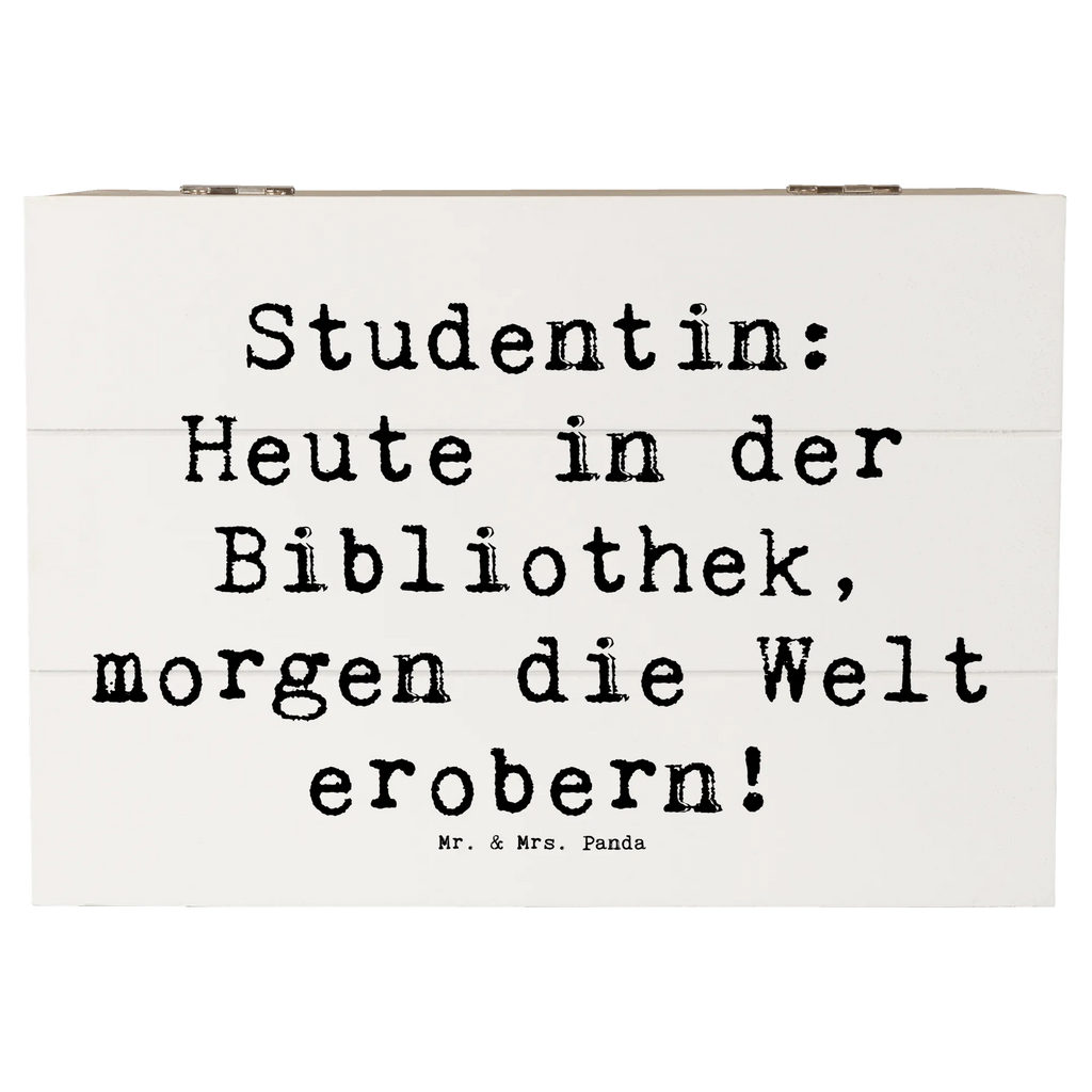 Holzkiste Spruch Studentin: Heute in der Bibliothek, morgen die Welt erobern! Holzkiste, Kiste, Schatzkiste, Truhe, Schatulle, XXL, Erinnerungsbox, Erinnerungskiste, Dekokiste, Aufbewahrungsbox, Geschenkbox, Geschenkdose, Beruf, Ausbildung, Jubiläum, Abschied, Rente, Kollege, Kollegin, Geschenk, Schenken, Arbeitskollege, Mitarbeiter, Firma, Danke, Dankeschön