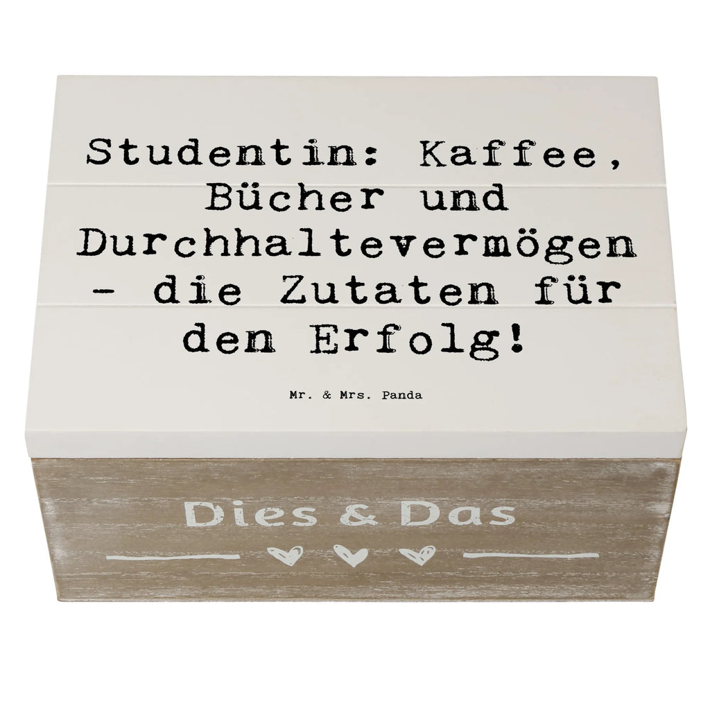 Holzkiste Spruch Studentin: Kaffee, Bücher und Durchhaltevermögen - die Zutaten für den Erfolg! Holzkiste, Kiste, Schatzkiste, Truhe, Schatulle, XXL, Erinnerungsbox, Erinnerungskiste, Dekokiste, Aufbewahrungsbox, Geschenkbox, Geschenkdose, Beruf, Ausbildung, Jubiläum, Abschied, Rente, Kollege, Kollegin, Geschenk, Schenken, Arbeitskollege, Mitarbeiter, Firma, Danke, Dankeschön