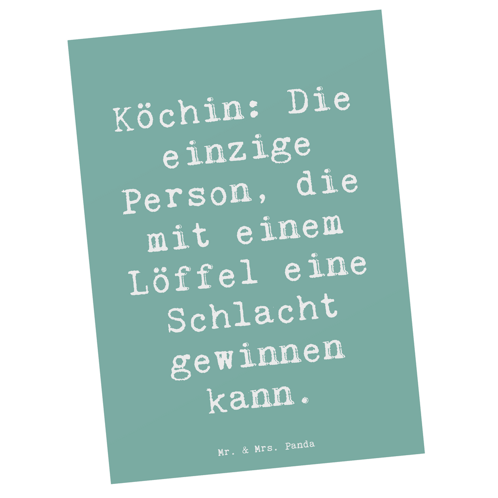 Postkarte Spruch Köchin: Die einzige Person, die mit einem Löffel eine Schlacht gewinnen kann. Postkarte, Karte, Geschenkkarte, Grußkarte, Einladung, Ansichtskarte, Geburtstagskarte, Einladungskarte, Dankeskarte, Ansichtskarten, Einladung Geburtstag, Einladungskarten Geburtstag, Beruf, Ausbildung, Jubiläum, Abschied, Rente, Kollege, Kollegin, Geschenk, Schenken, Arbeitskollege, Mitarbeiter, Firma, Danke, Dankeschön