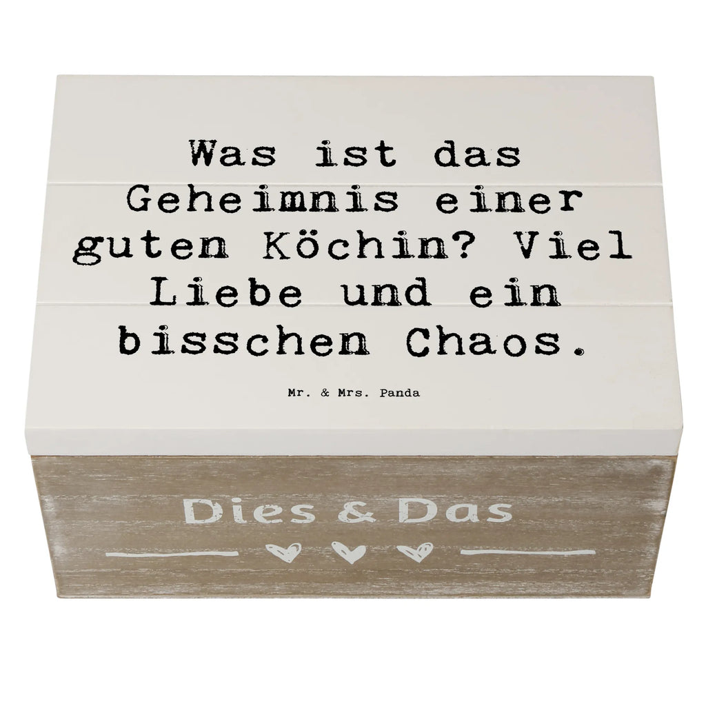 Holzkiste Spruch Was ist das Geheimnis einer guten Köchin? Viel Liebe und ein bisschen Chaos. Holzkiste, Kiste, Schatzkiste, Truhe, Schatulle, XXL, Erinnerungsbox, Erinnerungskiste, Dekokiste, Aufbewahrungsbox, Geschenkbox, Geschenkdose, Beruf, Ausbildung, Jubiläum, Abschied, Rente, Kollege, Kollegin, Geschenk, Schenken, Arbeitskollege, Mitarbeiter, Firma, Danke, Dankeschön