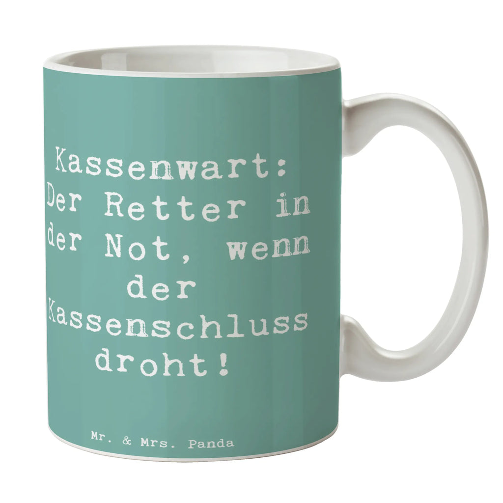 Tasse Spruch Kassenwart: Der Retter in der Not, wenn der Kassenschluss droht! Tasse, Kaffeetasse, Teetasse, Becher, Kaffeebecher, Teebecher, Keramiktasse, Porzellantasse, Büro Tasse, Geschenk Tasse, Tasse Sprüche, Tasse Motive, Kaffeetassen, Tasse bedrucken, Designer Tasse, Cappuccino Tassen, Schöne Teetassen, Beruf, Ausbildung, Jubiläum, Abschied, Rente, Kollege, Kollegin, Geschenk, Schenken, Arbeitskollege, Mitarbeiter, Firma, Danke, Dankeschön