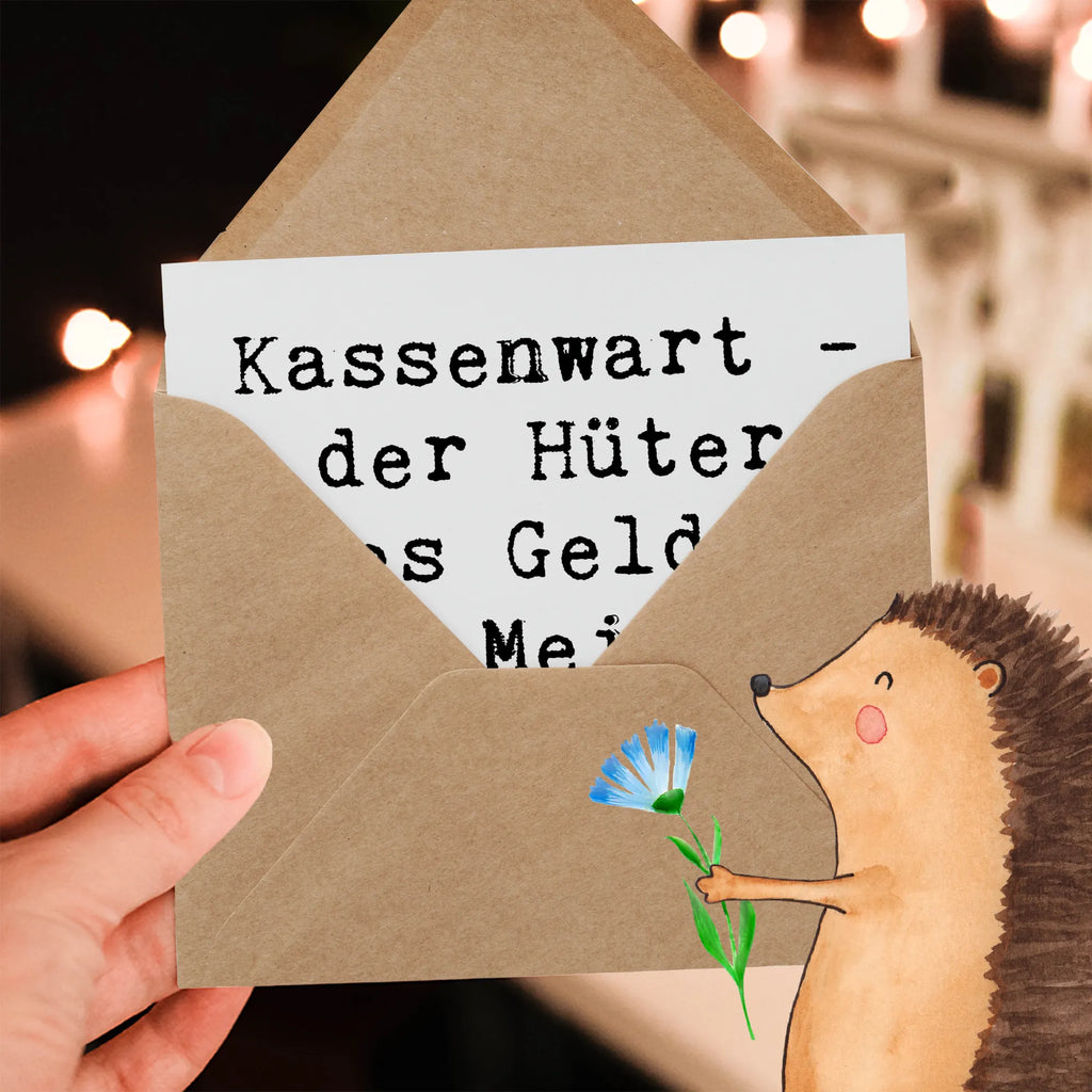 Deluxe Karte Spruch Kassenwart - der Hüter des Geldes und Meister der Buchhaltung! Karte, Grußkarte, Klappkarte, Einladungskarte, Glückwunschkarte, Hochzeitskarte, Geburtstagskarte, Hochwertige Grußkarte, Hochwertige Klappkarte, Beruf, Ausbildung, Jubiläum, Abschied, Rente, Kollege, Kollegin, Geschenk, Schenken, Arbeitskollege, Mitarbeiter, Firma, Danke, Dankeschön