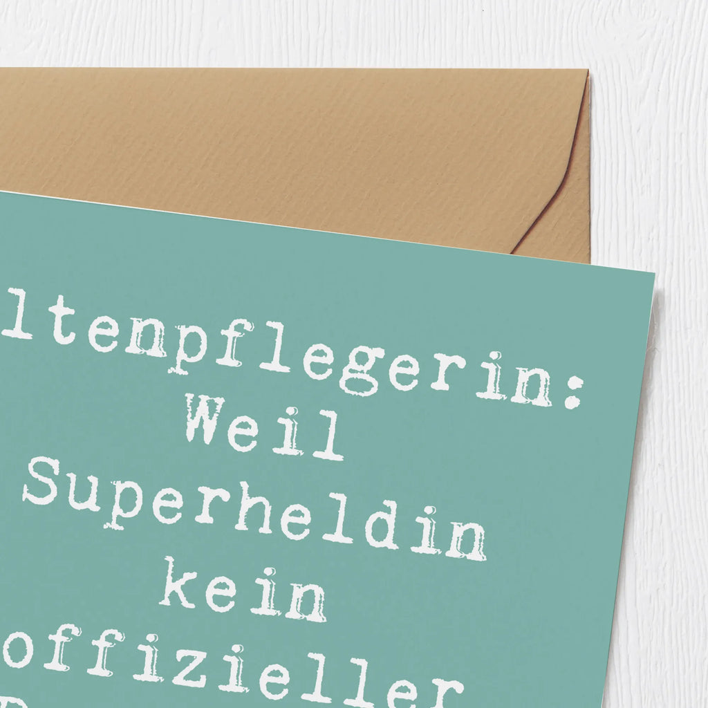 Deluxe Karte Spruch Altenpflegerin Superheld Karte, Grußkarte, Klappkarte, Einladungskarte, Glückwunschkarte, Hochzeitskarte, Geburtstagskarte, Hochwertige Grußkarte, Hochwertige Klappkarte, Beruf, Ausbildung, Jubiläum, Abschied, Rente, Kollege, Kollegin, Geschenk, Schenken, Arbeitskollege, Mitarbeiter, Firma, Danke, Dankeschön