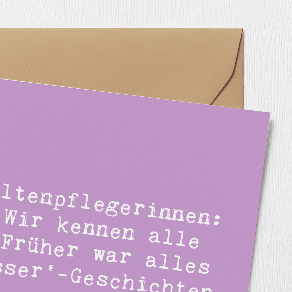 Deluxe Karte Spruch Altenpflegerin Geschichten Karte, Grußkarte, Klappkarte, Einladungskarte, Glückwunschkarte, Hochzeitskarte, Geburtstagskarte, Hochwertige Grußkarte, Hochwertige Klappkarte, Beruf, Ausbildung, Jubiläum, Abschied, Rente, Kollege, Kollegin, Geschenk, Schenken, Arbeitskollege, Mitarbeiter, Firma, Danke, Dankeschön