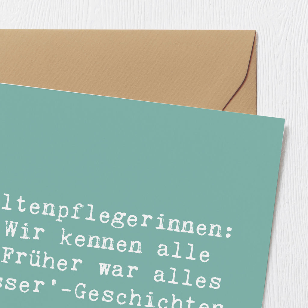 Deluxe Karte Spruch Altenpflegerin Geschichten Karte, Grußkarte, Klappkarte, Einladungskarte, Glückwunschkarte, Hochzeitskarte, Geburtstagskarte, Hochwertige Grußkarte, Hochwertige Klappkarte, Beruf, Ausbildung, Jubiläum, Abschied, Rente, Kollege, Kollegin, Geschenk, Schenken, Arbeitskollege, Mitarbeiter, Firma, Danke, Dankeschön