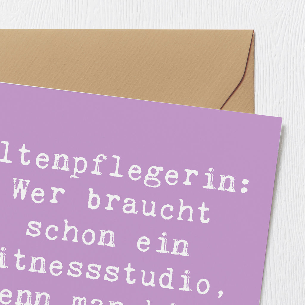 Deluxe Karte Spruch Altenpflegerin Fitness Karte, Grußkarte, Klappkarte, Einladungskarte, Glückwunschkarte, Hochzeitskarte, Geburtstagskarte, Hochwertige Grußkarte, Hochwertige Klappkarte, Beruf, Ausbildung, Jubiläum, Abschied, Rente, Kollege, Kollegin, Geschenk, Schenken, Arbeitskollege, Mitarbeiter, Firma, Danke, Dankeschön