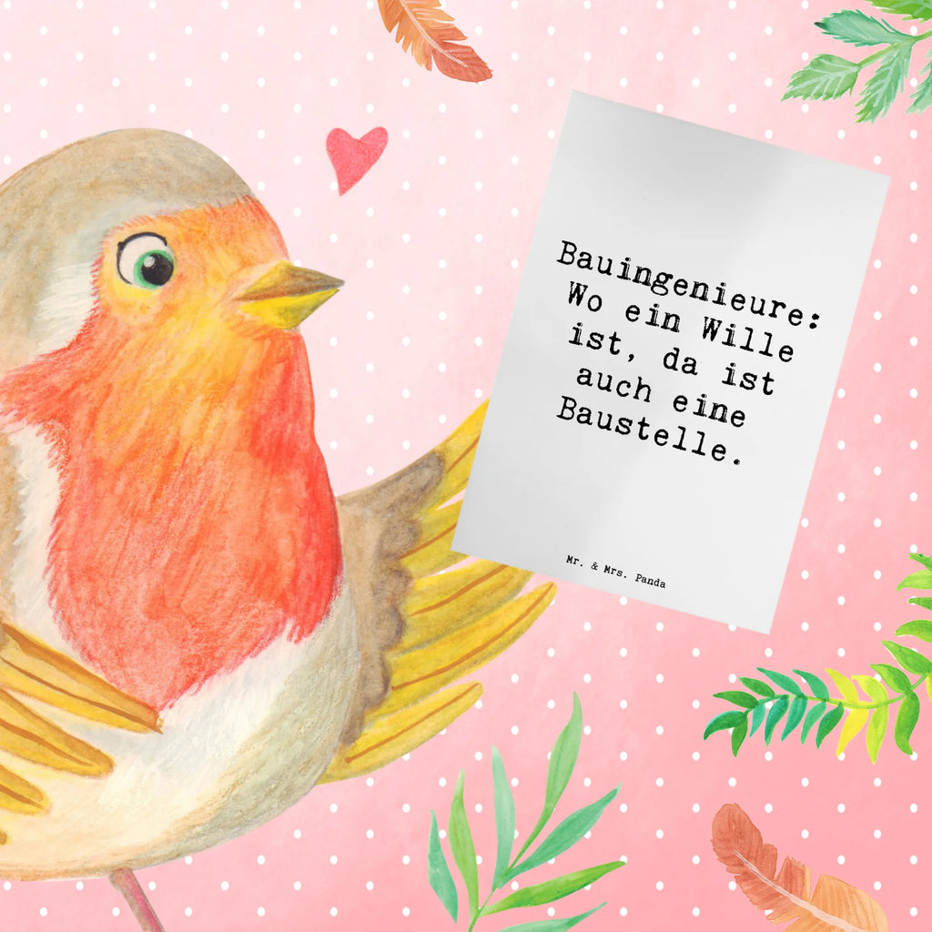 Greetings card Saying Bauingenieure: Wo ein Wille ist, da ist auch eine Baustelle. Grußkarte, Klappkarte, Einladungskarte, Glückwunschkarte, Hochzeitskarte, Geburtstagskarte, Karte, Ansichtskarten, Beruf, Ausbildung, Jubiläum, Abschied, Rente, Kollege, Kollegin, Geschenk, Schenken, Arbeitskollege, Mitarbeiter, Firma, Danke, Dankeschön
