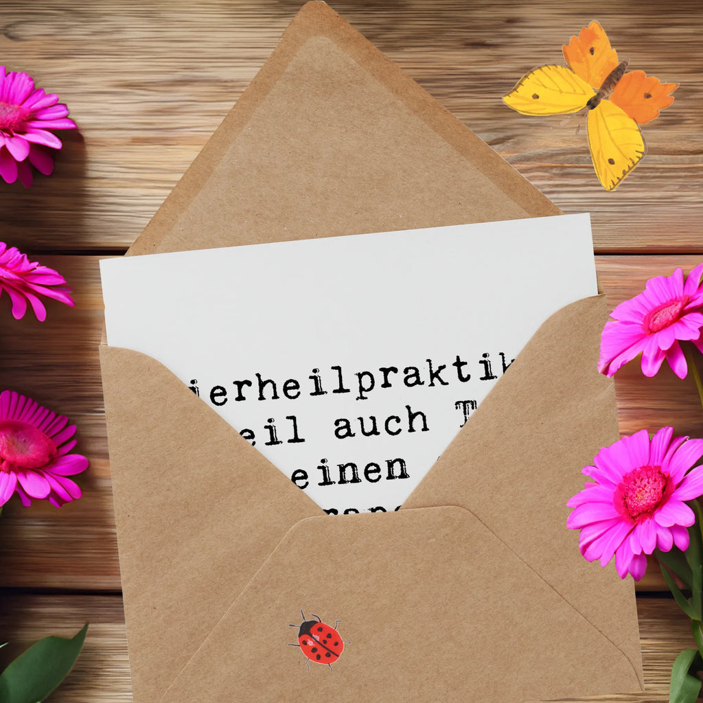 Deluxe Karte Spruch Tierheilpraktiker - weil auch Tiere mal einen guten Therapeuten brauchen! Karte, Grußkarte, Klappkarte, Einladungskarte, Glückwunschkarte, Hochzeitskarte, Geburtstagskarte, Hochwertige Grußkarte, Hochwertige Klappkarte, Beruf, Ausbildung, Jubiläum, Abschied, Rente, Kollege, Kollegin, Geschenk, Schenken, Arbeitskollege, Mitarbeiter, Firma, Danke, Dankeschön