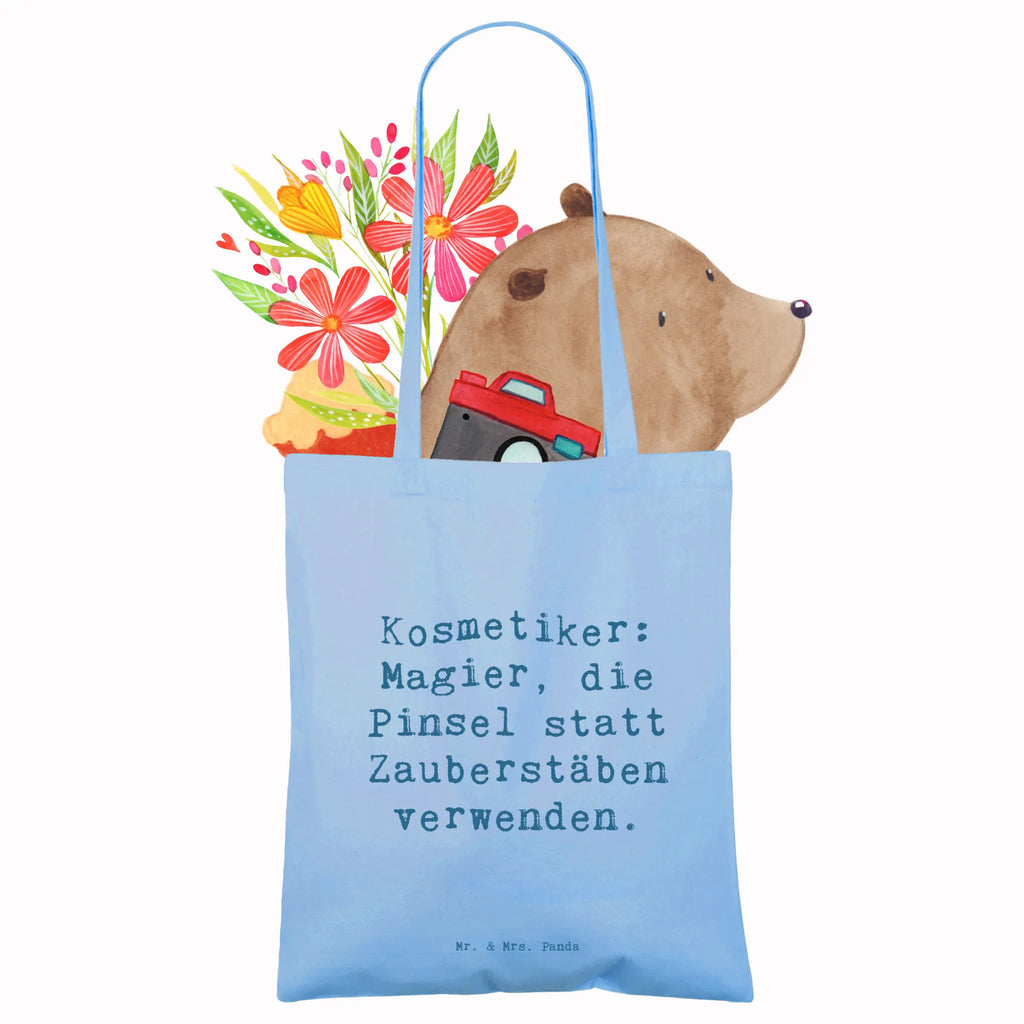 Tragetasche Spruch Kosmetiker: Magier, die Pinsel statt Zauberstäben verwenden. Beuteltasche, Beutel, Einkaufstasche, Jutebeutel, Stoffbeutel, Tasche, Shopper, Umhängetasche, Strandtasche, Schultertasche, Stofftasche, Tragetasche, Badetasche, Jutetasche, Einkaufstüte, Laptoptasche, Beruf, Ausbildung, Jubiläum, Abschied, Rente, Kollege, Kollegin, Geschenk, Schenken, Arbeitskollege, Mitarbeiter, Firma, Danke, Dankeschön