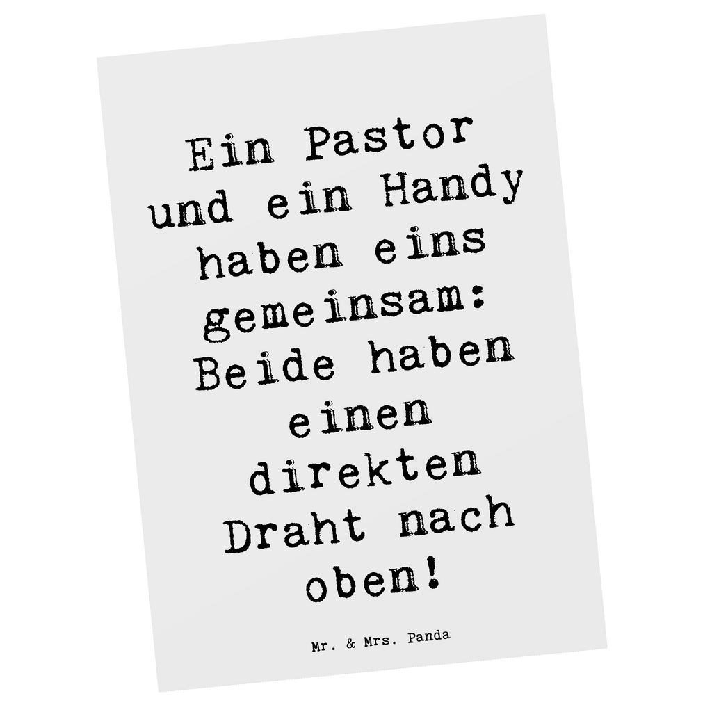 Postkarte Spruch Ein Pastor und ein Handy haben eins gemeinsam: Beide haben einen direkten Draht nach oben! Postkarte, Karte, Geschenkkarte, Grußkarte, Einladung, Ansichtskarte, Geburtstagskarte, Einladungskarte, Dankeskarte, Ansichtskarten, Einladung Geburtstag, Einladungskarten Geburtstag, Beruf, Ausbildung, Jubiläum, Abschied, Rente, Kollege, Kollegin, Geschenk, Schenken, Arbeitskollege, Mitarbeiter, Firma, Danke, Dankeschön