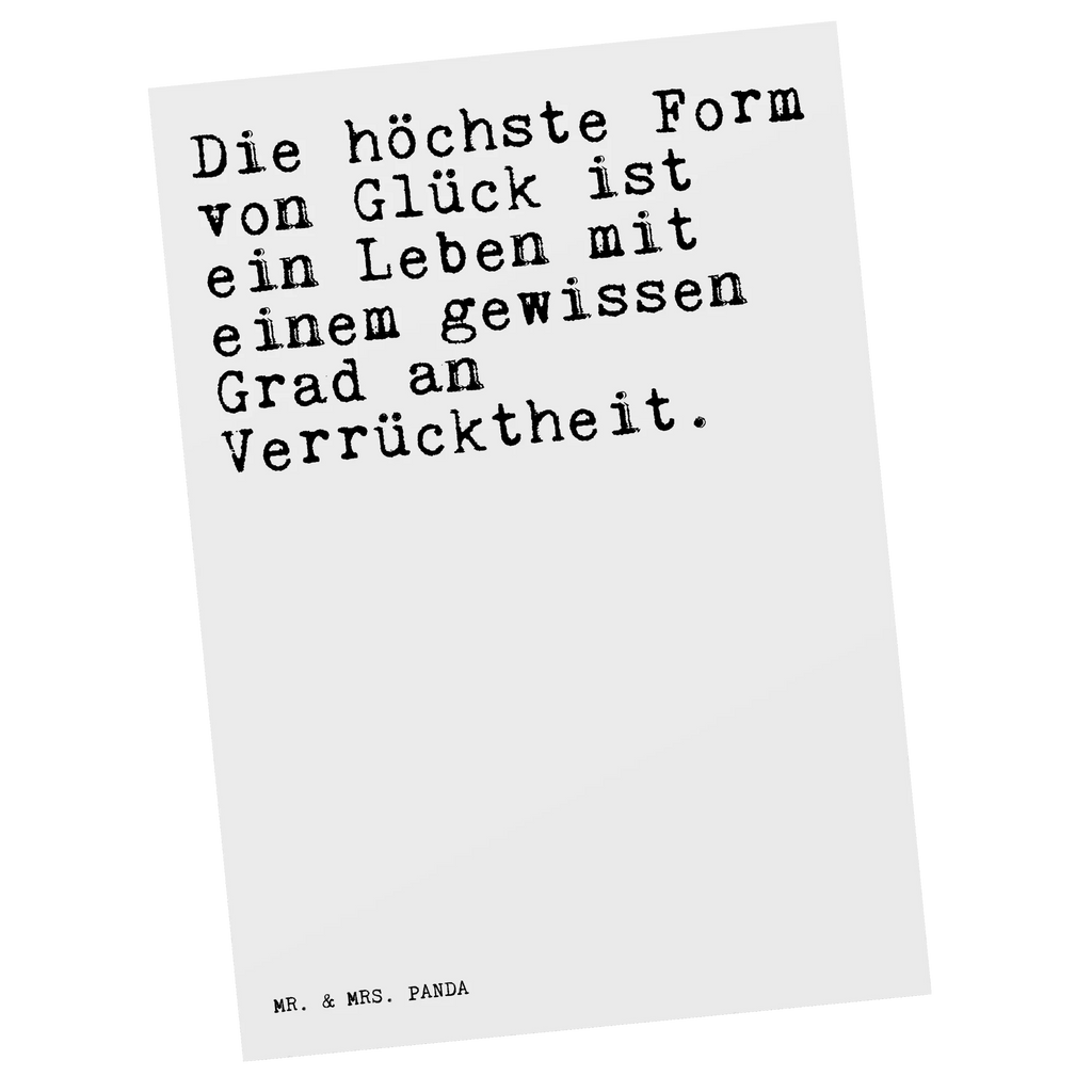 Postkarte Sprüche und Zitate Die höchste Form von Glück ist ein Leben mit einem gewissen Grad an Verrücktheit. Postkarte, Karte, Geschenkkarte, Grußkarte, Einladung, Ansichtskarte, Geburtstagskarte, Einladungskarte, Dankeskarte, Ansichtskarten, Einladung Geburtstag, Einladungskarten Geburtstag, Spruch, Sprüche, lustige Sprüche, Weisheiten, Zitate, Spruch Geschenke, Spruch Sprüche Weisheiten Zitate Lustig Weisheit Worte