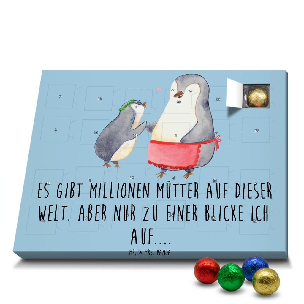 Schoko Adventskalender Pinguin mit Kind Adventskalender, Schokoladen Adventskalender, Schoko Adventskalender, Familie, Vatertag, Muttertag, Bruder, Schwester, Mama, Papa, Oma, Opa, Geschenk, Mami, Mutti, Mutter, Geburststag