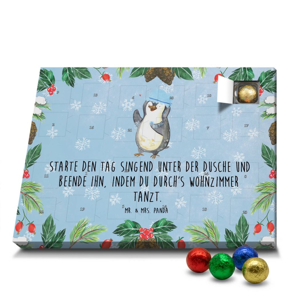 Schoko Adventskalender Pinguin Duschen Adventskalender, Schokoladen Adventskalender, Schoko Adventskalender, Pinguin, Pinguine, Dusche, duschen, Lebensmotto, Motivation, Neustart, Neuanfang, glücklich sein