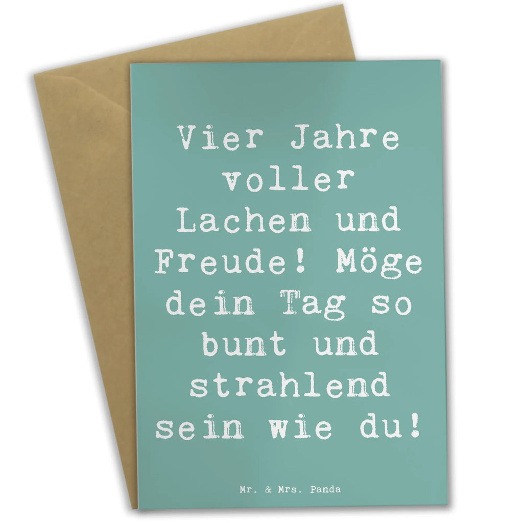 Grußkarte Spruch 4. Geburtstag Freude Grußkarte, Klappkarte, Einladungskarte, Glückwunschkarte, Hochzeitskarte, Geburtstagskarte, Karte, Ansichtskarten, Geburtstag, Geburtstagsgeschenk, Geschenk