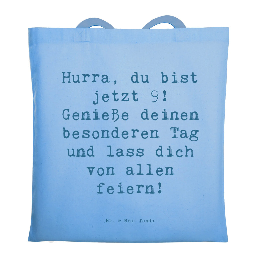 Tragetasche Spruch 9. Geburtstag Freude Beuteltasche, Beutel, Einkaufstasche, Jutebeutel, Stoffbeutel, Tasche, Shopper, Umhängetasche, Strandtasche, Schultertasche, Stofftasche, Tragetasche, Badetasche, Jutetasche, Einkaufstüte, Laptoptasche, Geburtstag, Geburtstagsgeschenk, Geschenk