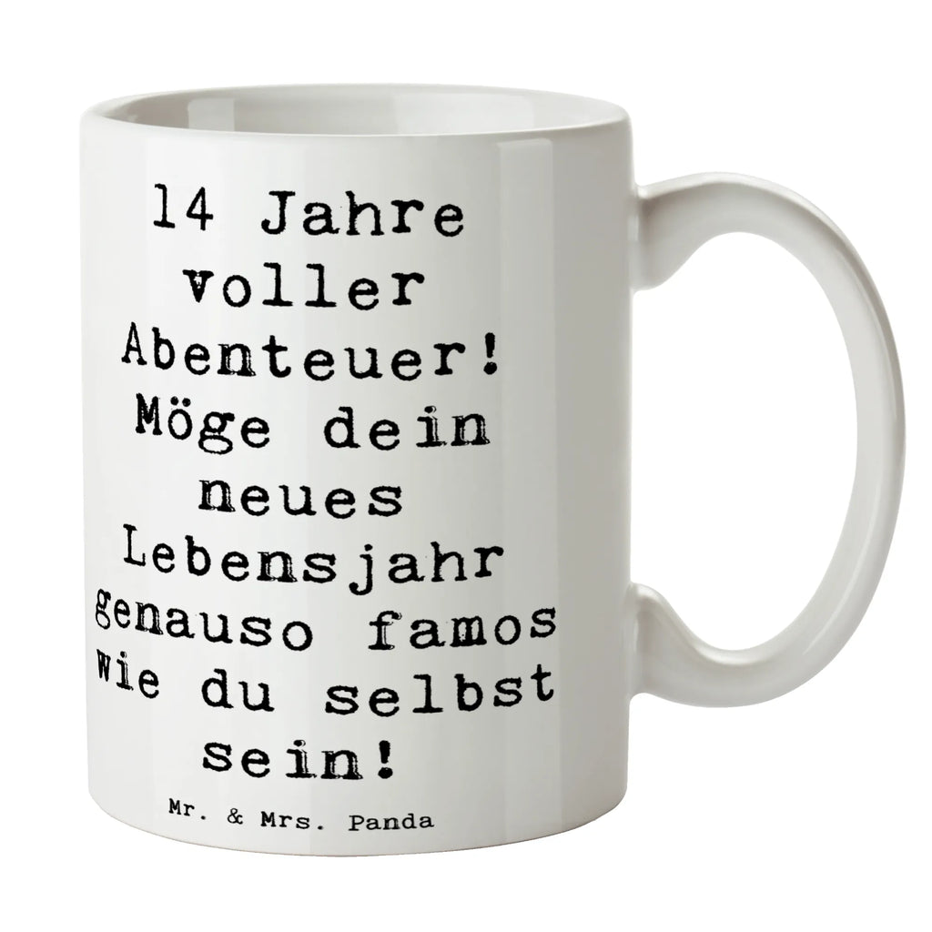 Tasse Spruch 14. Geburtstag Abenteuer Tasse, Kaffeetasse, Teetasse, Becher, Kaffeebecher, Teebecher, Keramiktasse, Porzellantasse, Büro Tasse, Geschenk Tasse, Tasse Sprüche, Tasse Motive, Kaffeetassen, Tasse bedrucken, Designer Tasse, Cappuccino Tassen, Schöne Teetassen, Geburtstag, Geburtstagsgeschenk, Geschenk