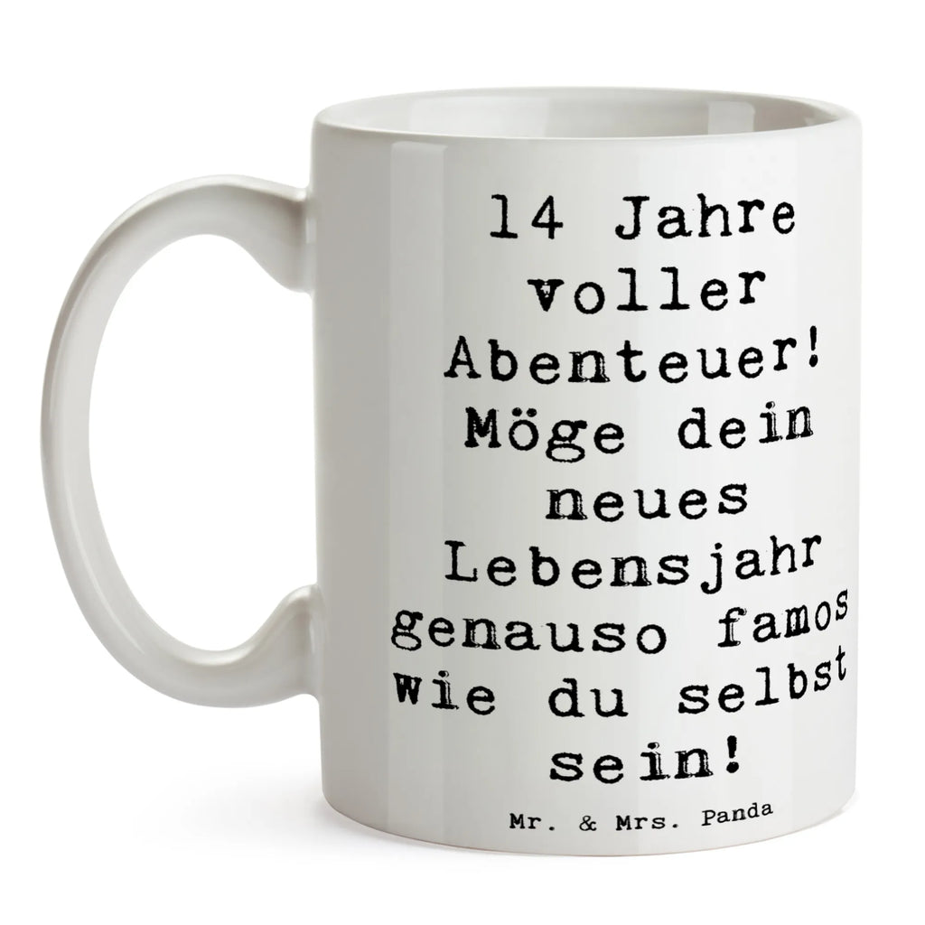 Tasse Spruch 14. Geburtstag Abenteuer Tasse, Kaffeetasse, Teetasse, Becher, Kaffeebecher, Teebecher, Keramiktasse, Porzellantasse, Büro Tasse, Geschenk Tasse, Tasse Sprüche, Tasse Motive, Kaffeetassen, Tasse bedrucken, Designer Tasse, Cappuccino Tassen, Schöne Teetassen, Geburtstag, Geburtstagsgeschenk, Geschenk