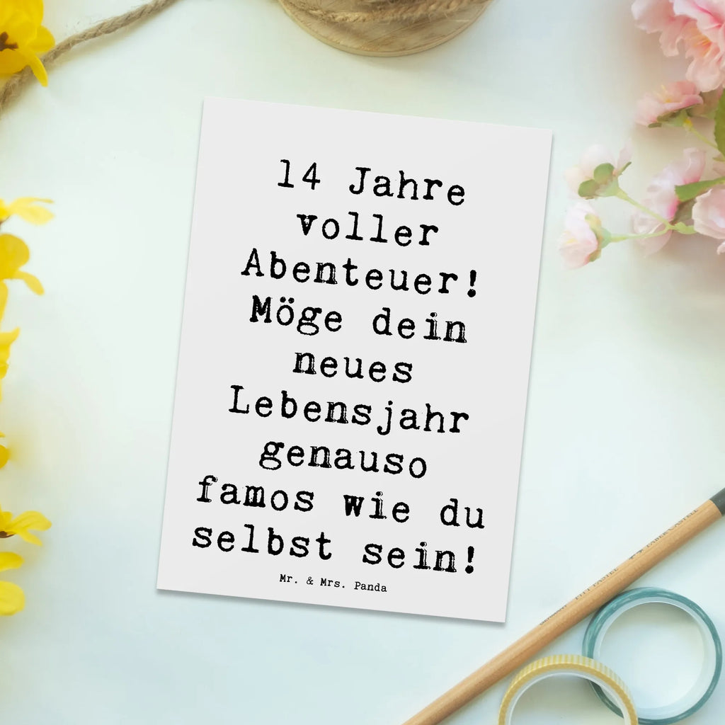 Postkarte Spruch 14. Geburtstag Abenteuer Postkarte, Karte, Geschenkkarte, Grußkarte, Einladung, Ansichtskarte, Geburtstagskarte, Einladungskarte, Dankeskarte, Ansichtskarten, Einladung Geburtstag, Einladungskarten Geburtstag, Geburtstag, Geburtstagsgeschenk, Geschenk