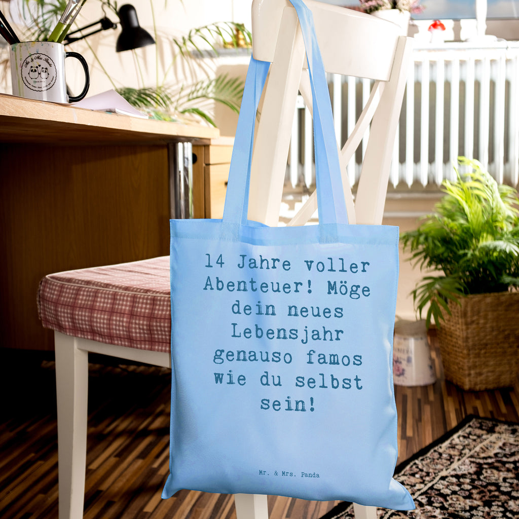 Tragetasche Spruch 14. Geburtstag Abenteuer Beuteltasche, Beutel, Einkaufstasche, Jutebeutel, Stoffbeutel, Tasche, Shopper, Umhängetasche, Strandtasche, Schultertasche, Stofftasche, Tragetasche, Badetasche, Jutetasche, Einkaufstüte, Laptoptasche, Geburtstag, Geburtstagsgeschenk, Geschenk