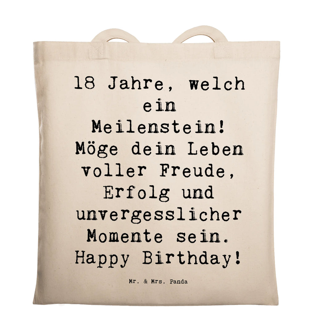 Tragetasche Spruch 18. Geburtstag Meilenstein Beuteltasche, Beutel, Einkaufstasche, Jutebeutel, Stoffbeutel, Tasche, Shopper, Umhängetasche, Strandtasche, Schultertasche, Stofftasche, Tragetasche, Badetasche, Jutetasche, Einkaufstüte, Laptoptasche, Geburtstag, Geburtstagsgeschenk, Geschenk