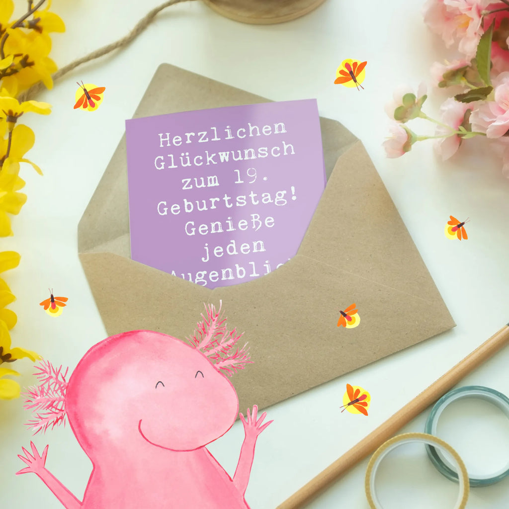 Grußkarte Spruch 19. Geburtstag Freude Grußkarte, Klappkarte, Einladungskarte, Glückwunschkarte, Hochzeitskarte, Geburtstagskarte, Karte, Ansichtskarten, Geburtstag, Geburtstagsgeschenk, Geschenk