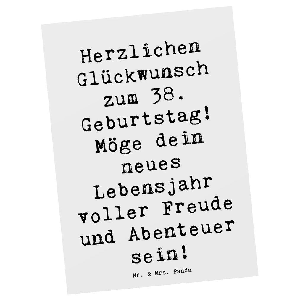 Postkarte Spruch 38. Geburtstag Freude Abenteuer Postkarte, Karte, Geschenkkarte, Grußkarte, Einladung, Ansichtskarte, Geburtstagskarte, Einladungskarte, Dankeskarte, Ansichtskarten, Einladung Geburtstag, Einladungskarten Geburtstag, Geburtstag, Geburtstagsgeschenk, Geschenk