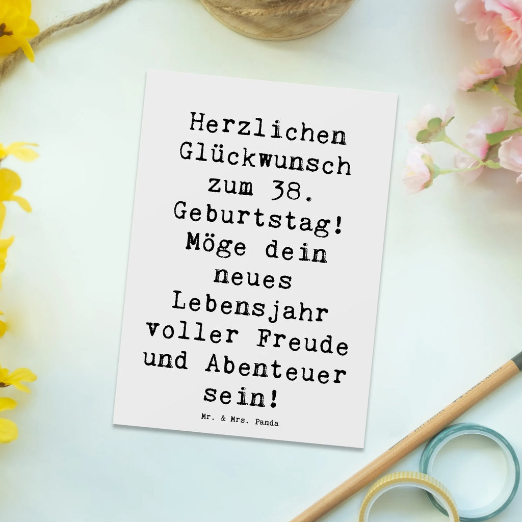 Postkarte Spruch 38. Geburtstag Freude Abenteuer Postkarte, Karte, Geschenkkarte, Grußkarte, Einladung, Ansichtskarte, Geburtstagskarte, Einladungskarte, Dankeskarte, Ansichtskarten, Einladung Geburtstag, Einladungskarten Geburtstag, Geburtstag, Geburtstagsgeschenk, Geschenk