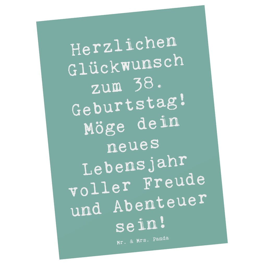 Postkarte Spruch 38. Geburtstag Freude Abenteuer Postkarte, Karte, Geschenkkarte, Grußkarte, Einladung, Ansichtskarte, Geburtstagskarte, Einladungskarte, Dankeskarte, Ansichtskarten, Einladung Geburtstag, Einladungskarten Geburtstag, Geburtstag, Geburtstagsgeschenk, Geschenk