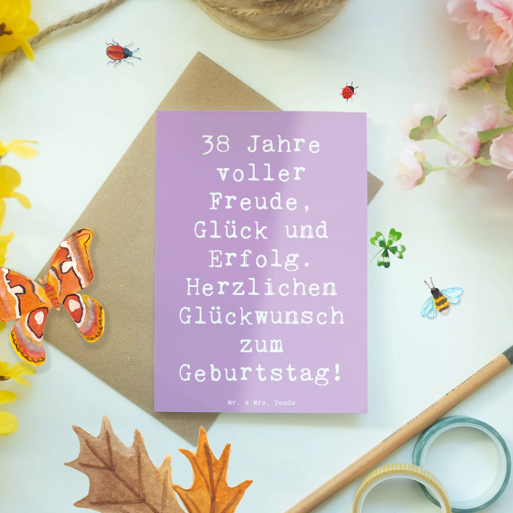 Grußkarte Spruch 38. Geburtstag Freude Grußkarte, Klappkarte, Einladungskarte, Glückwunschkarte, Hochzeitskarte, Geburtstagskarte, Karte, Ansichtskarten, Geburtstag, Geburtstagsgeschenk, Geschenk