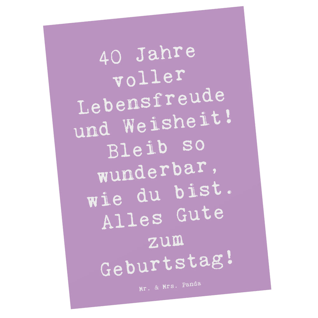 Postkarte Spruch 40. Geburtstag Freude Postkarte, Karte, Geschenkkarte, Grußkarte, Einladung, Ansichtskarte, Geburtstagskarte, Einladungskarte, Dankeskarte, Ansichtskarten, Einladung Geburtstag, Einladungskarten Geburtstag, Geburtstag, Geburtstagsgeschenk, Geschenk