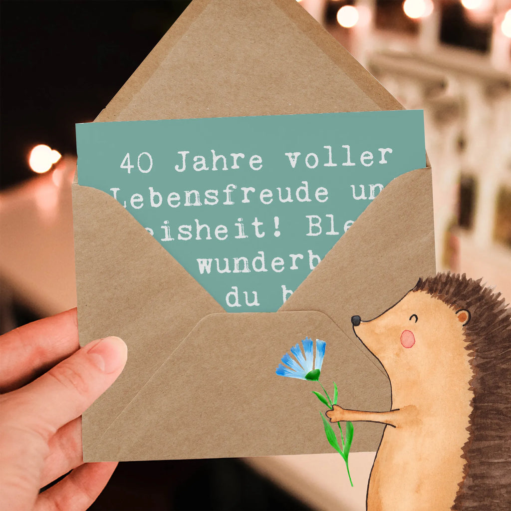 Deluxe Card Saying 40 Jahre voller Lebensfreude und Weisheit! Bleib so wunderbar, wie du bist. Alles Gute zum Geburtstag! Karte, Grußkarte, Klappkarte, Einladungskarte, Glückwunschkarte, Hochzeitskarte, Geburtstagskarte, Hochwertige Grußkarte, Hochwertige Klappkarte, Geburtstag, Geburtstagsgeschenk, Geschenk