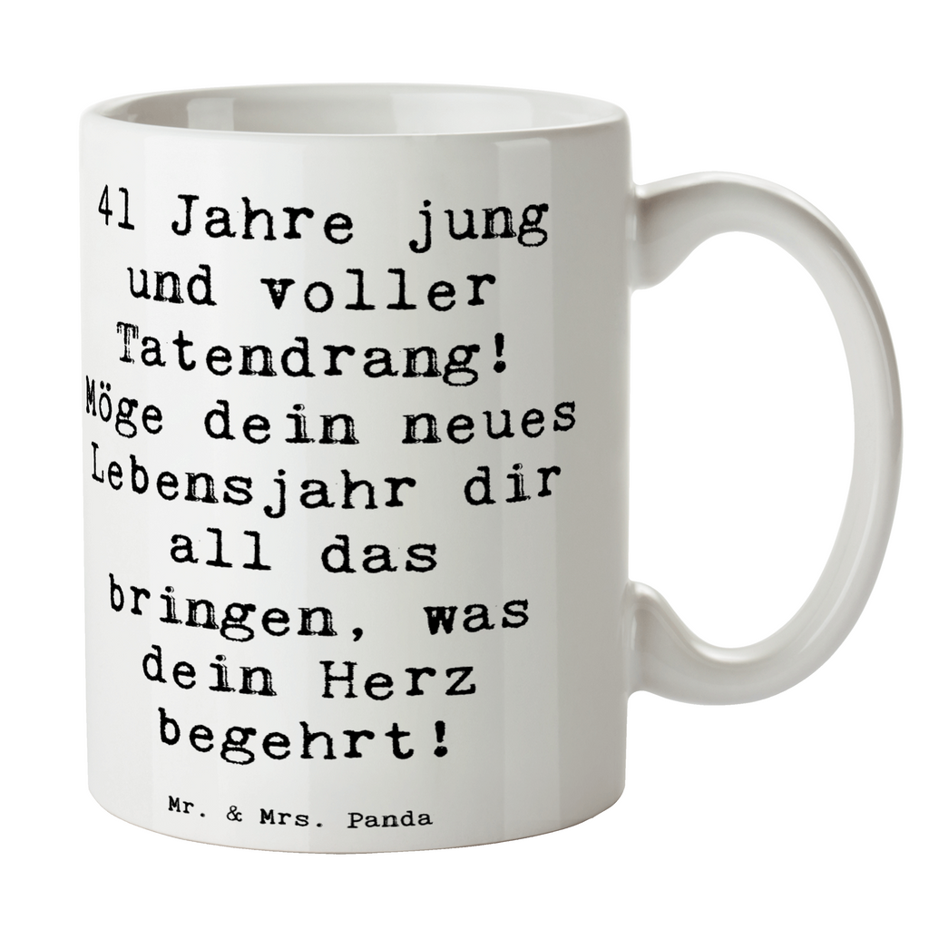 Tasse Spruch 41. Geburtstag Tatendrang Tasse, Kaffeetasse, Teetasse, Becher, Kaffeebecher, Teebecher, Keramiktasse, Porzellantasse, Büro Tasse, Geschenk Tasse, Tasse Sprüche, Tasse Motive, Kaffeetassen, Tasse bedrucken, Designer Tasse, Cappuccino Tassen, Schöne Teetassen, Geburtstag, Geburtstagsgeschenk, Geschenk