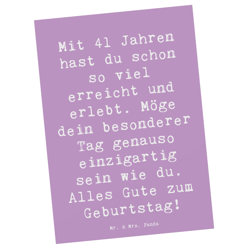 Postkarte Spruch 41. Geburtstag Postkarte, Karte, Geschenkkarte, Grußkarte, Einladung, Ansichtskarte, Geburtstagskarte, Einladungskarte, Dankeskarte, Ansichtskarten, Einladung Geburtstag, Einladungskarten Geburtstag, Geburtstag, Geburtstagsgeschenk, Geschenk