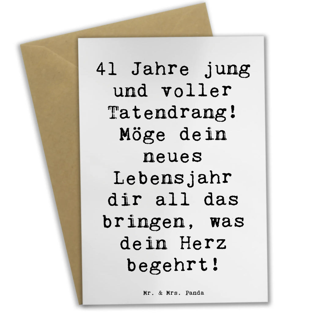 Grußkarte Spruch 41. Geburtstag Tatendrang Grußkarte, Klappkarte, Einladungskarte, Glückwunschkarte, Hochzeitskarte, Geburtstagskarte, Karte, Ansichtskarten, Geburtstag, Geburtstagsgeschenk, Geschenk